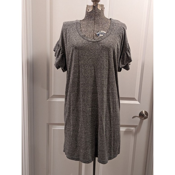 Current/Elliott Size 1 Ruffle Roadie Heather Gray T Shirt Dress Cotton GUC - Picture 10 of 12